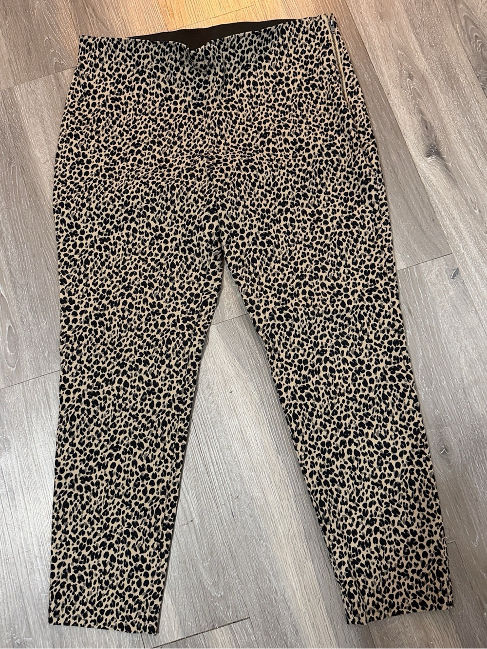 a new day Leopard Print Slim Side Zip Leopard Pants in Beige and Black size 16